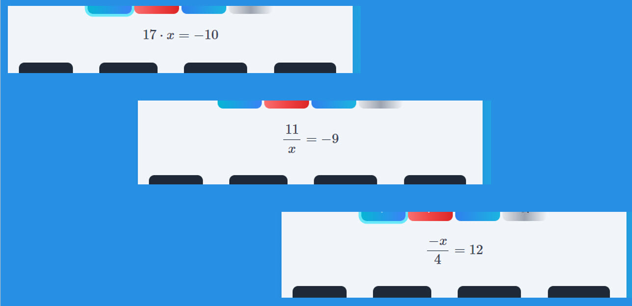 a * x = b; Dreibuchstaben-Gleichungen auflösen