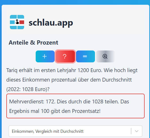 Anteile und Prozent: Hilfe