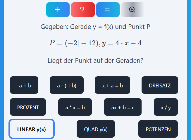 Liegt der Punkt auf der Geraden? Die Standardaufgabe, wenn es um lineare Funktionen geht.