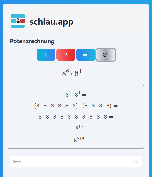 Potenzgesetz: Multiplikation bei gleicher Basis