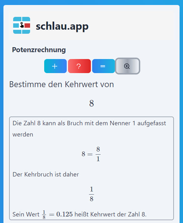 Kehrwerte sind Potenzen mit dem Exponenten -1