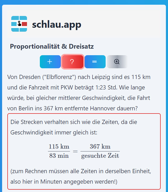 Dreisatz: Hilfe