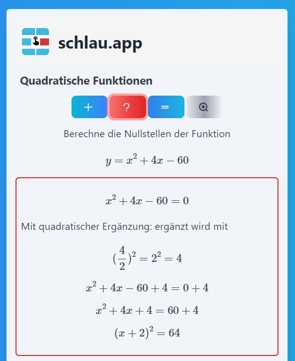 Quadratische Funktionen: quadratische Ergänzung