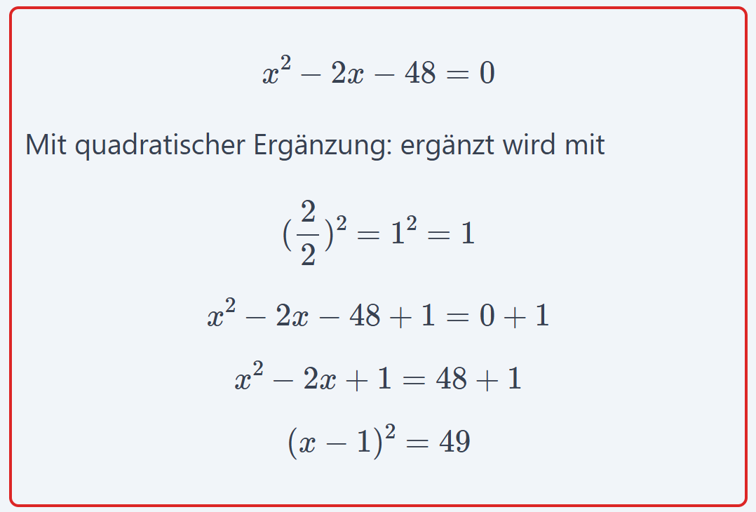 Quadratische Ergänzung
