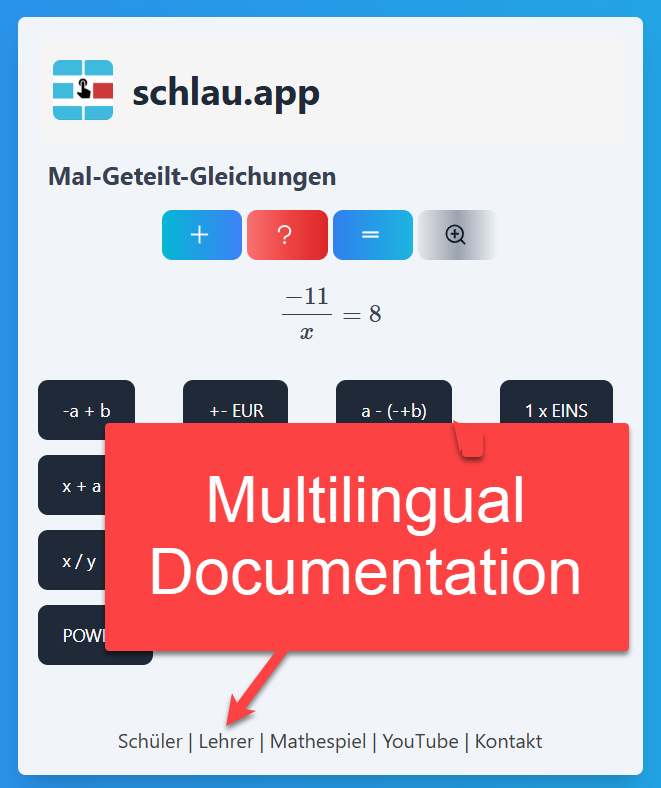 Dokumentation für Lehrkräfte und Eltern